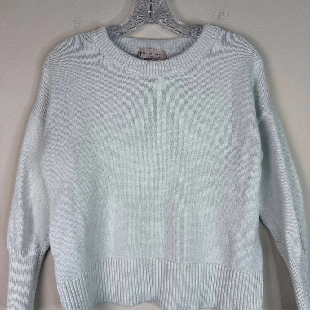 Philosophy Sweater Womens Small Light Blue Crew Neck Drop Shoulder Knit Pullover